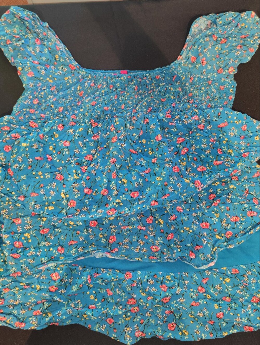 Xhilaration Teal Blue Smocked tiered Dress 4x